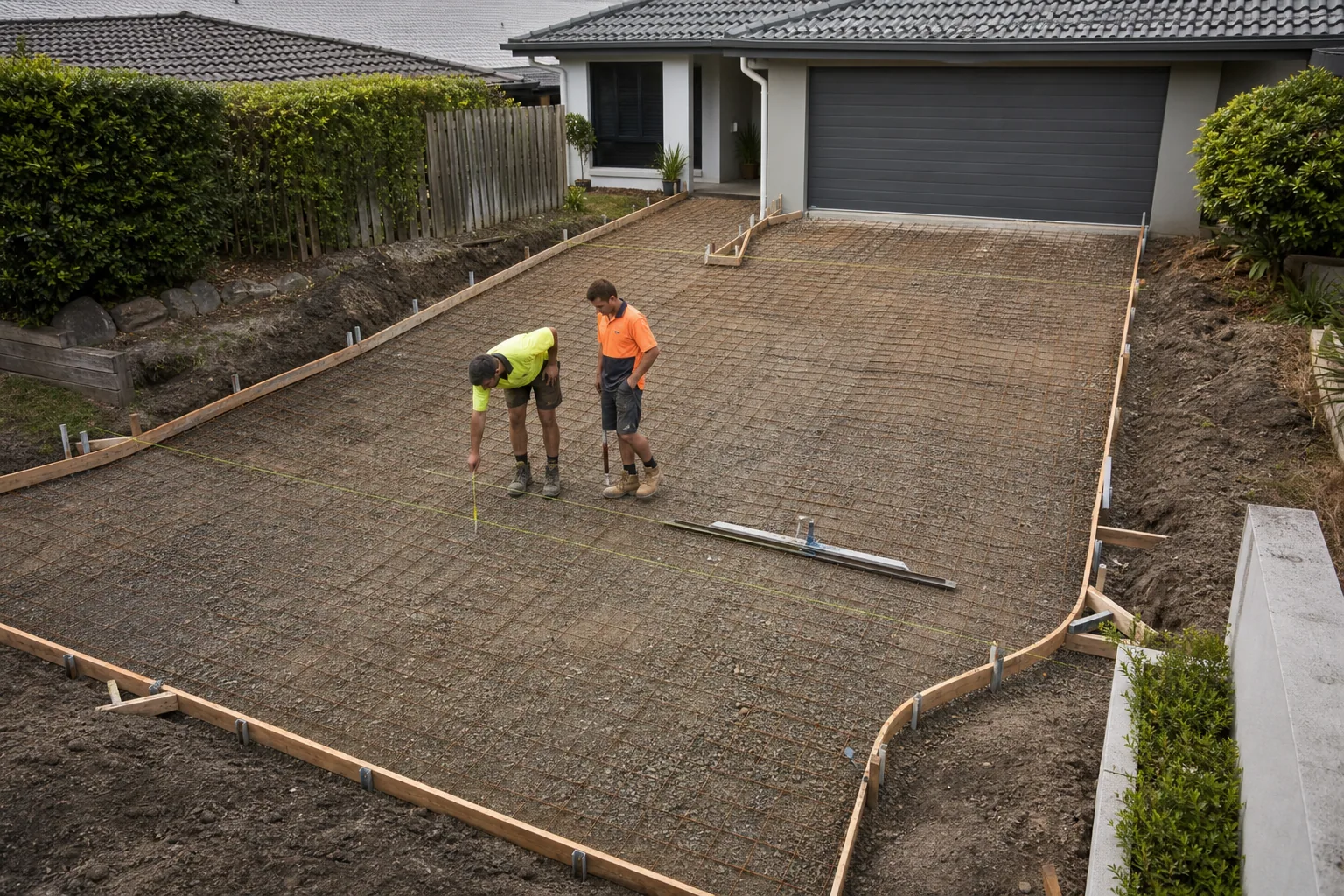 Gold Coast driveway prepared with formwork and reinforcement for replacement concrete